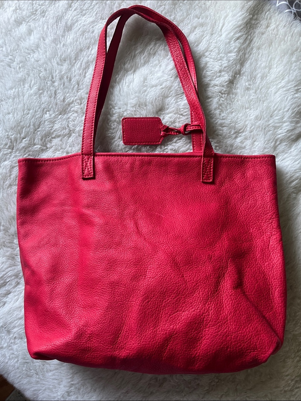 Red Envelope Classic Leather unstructured unlined Tote Bag